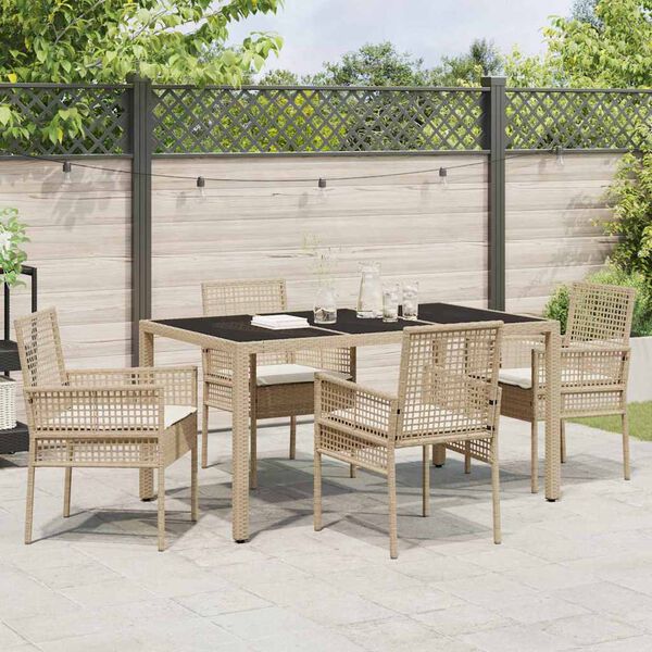 vidaXL Have Spisebordss&aelig;t 5 pcs Beige polyrattan