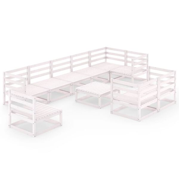 vidaXL lounges&aelig;t til haven 10 dele massivt fyrretr&aelig; hvid