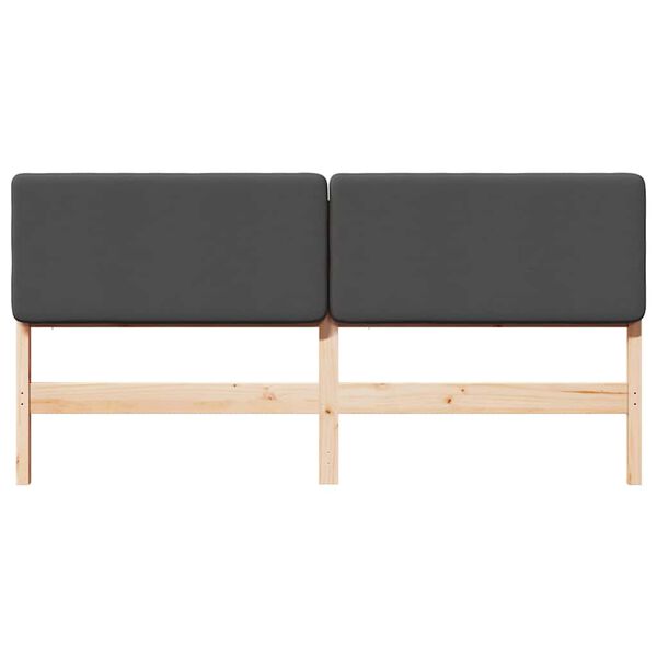 vidaXL Polstret sengegavl Brun og m&oslash;rkegr&aring; 200 cm Massiv fyrretr&aelig;