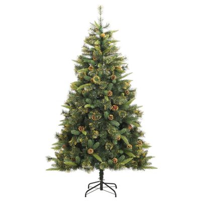 vidaXL kunstigt juletræ med grankogler 180 cm hængslet