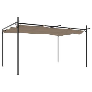 vidaXL pergola med sammenrulleligt tag 395x292x230 cm gr&aring;brun