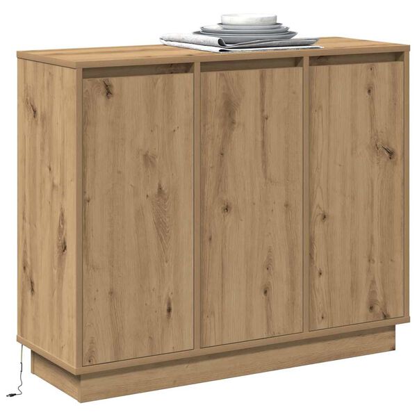 vidaXL LED Sideboard Artisan Egetr&aelig; 90 x 32 x 75 cm Konstrueret tr&aelig;