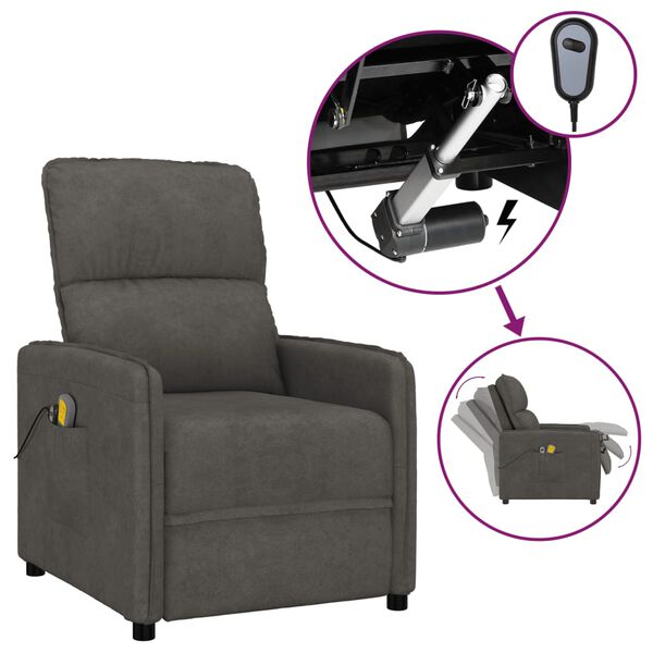 vidaXL eldrevet massagestol mikrofiberstof mørkegrå