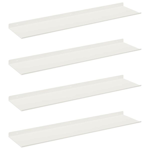 vidaXL Sv&aelig;vende hylde V&aelig;gmonteret 4 pcs Hvid 80 x 18 x 2,5 cm St&aring;l