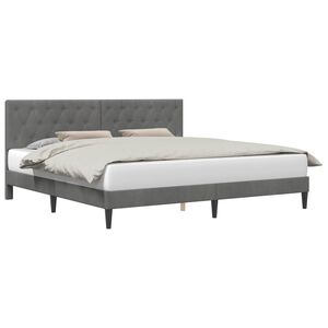 vidaXL Sengestel med hovedg&aelig;rde M&oslash;rkegr&aring; 180 x 200 cm Fl&oslash;jl