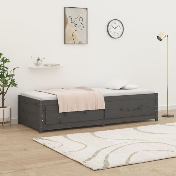 vidaXL daybed 90x200 cm massivt fyrretr&aelig; gr&aring;
