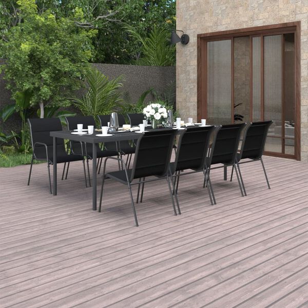 vidaXL udend&oslash;rs spisebordss&aelig;t 9 dele st&aring;l