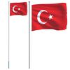vidaXL Tyrkiet flag og flagstang 6,08 m aluminium