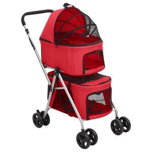 vidaXL dobbelt hundeklapvogn foldbar 83x48x97 cm oxfordstof r&oslash;d