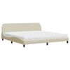 vidaXL seng med madras Dover 200x200 cm stof cremefarvet