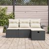 vidaXL Havesofa S&aelig;t med pude 4 pcs Sort og cremefarvet Poly rattan