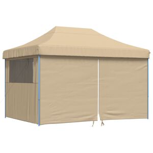 vidaXL foldbart pop-up festtelt med 4 sidev&aelig;gge beige