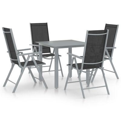 vidaXL spisebordssæt til haven 5 dele aluminium sølvfarvet og sort
