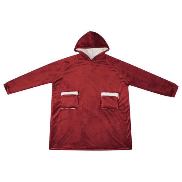 vidaXL Tæppe-hoodie Bordeaux Rød m Fleece og Flannel