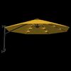 vidaXL væghængt parasol med LED-lys 290 cm gul