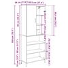 vidaXL Highboard Sort eg 69,5 x 34 x 180 cm Konstrueret træ