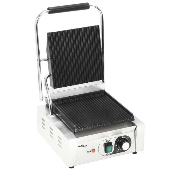 vidaXL rillet paninigrill rustfrit stål 1800 W 31x30,5x20 cm