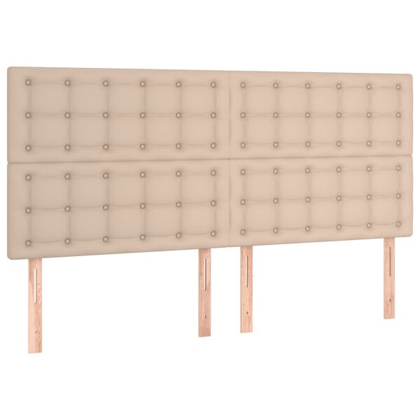 vidaXL sengegavl med LED-lys 180x5x118/128 cm kunstl&aelig;der cappuccino