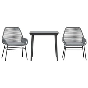 vidaXL spisebordss&aelig;t til haven 3dele med hynder polyrattan glas gr&aring;