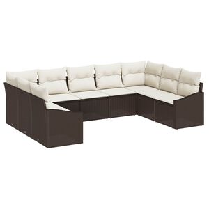 vidaXL Havesofa S&aelig;t med opbevaring 9 pcs Brun og Creme polyrattan
