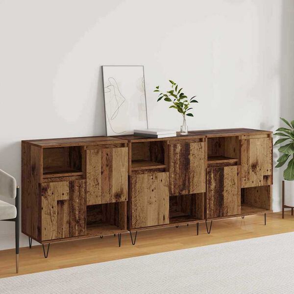 vidaXL Sideboard 3 pcs Gammelt tr&aelig; 60 x 35 x 70 cm