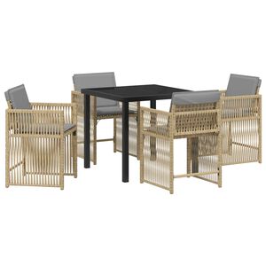 vidaXL Have Spisebordss&aelig;t 5 pcs Beige polyrattan