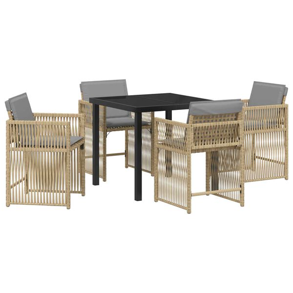 vidaXL Have Spisebordss&aelig;t 5 pcs Beige polyrattan