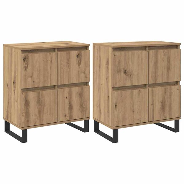 vidaXL Sideboard 2 pcs Artisan Egetr&aelig; 60 x 35 x 70 cm