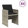 vidaXL havestole 4 stk. med hynder polyrattan lysegr&aring;