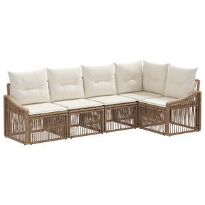 vidaXL Havesofa S&aelig;t 5 stk. Beige polyrattan