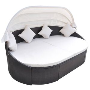vidaXL solseng med baldakin polyrattan brun