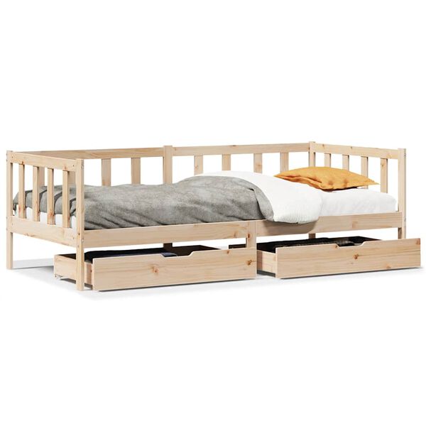 vidaXL daybed med skuffer 90x190 cm massivt fyrretr&aelig;