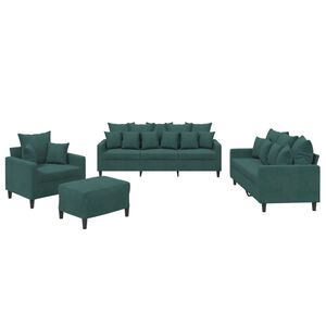 vidaXL sofas&aelig;t 4 dele med hynder velour m&oslash;rkegr&oslash;n