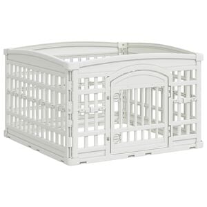 vidaXL 4-panelers hunde legegrind 88 x 88 x 56 cm Plastik Hvid