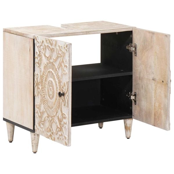 vidaXL Badev&aelig;relsesskabsunder Hvid 62 x 33 x 58 cm Massivt mangotr&aelig;