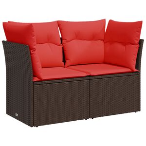vidaXL havesofa med hynder 2-personers brun polyrattan