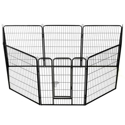 vidaXL løbegård til hunde 8 paneler stål 80 x 100 sort