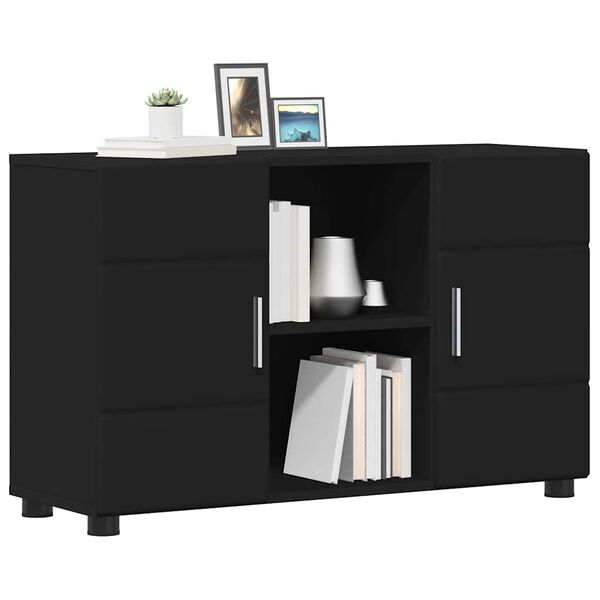 vidaXL Sideboard med hylde Sort 88,5 x 30,5 x 55,5 cm Konstrueret tr&aelig;