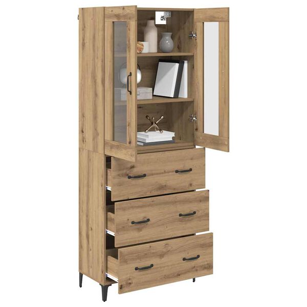 vidaXL Highboard Artisan Egetr&aelig; 69,5 x 34 x 180 cm Konstrueret tr&aelig;