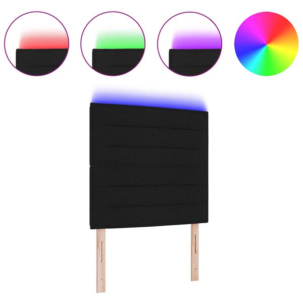 vidaXL LED sengegavl med LED -strimmellys Sort 100 cm Polyester