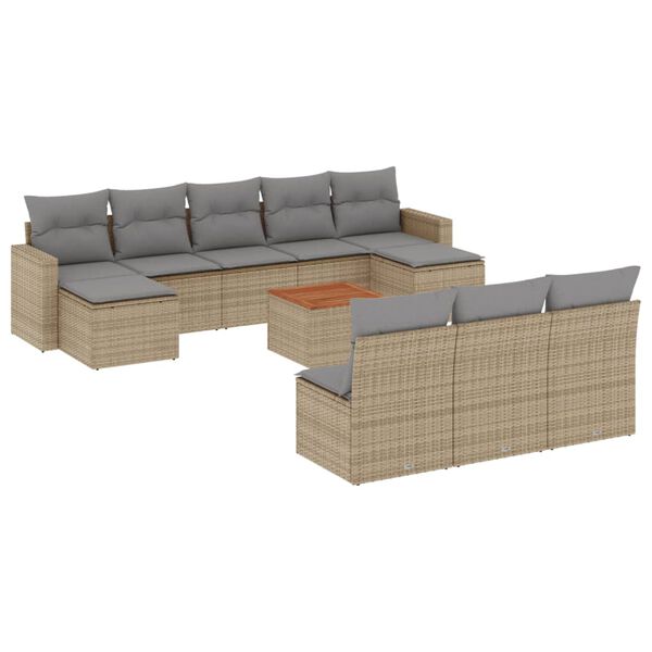 vidaXL havesofas&aelig;t 11 dele med hynder polyrattan beige
