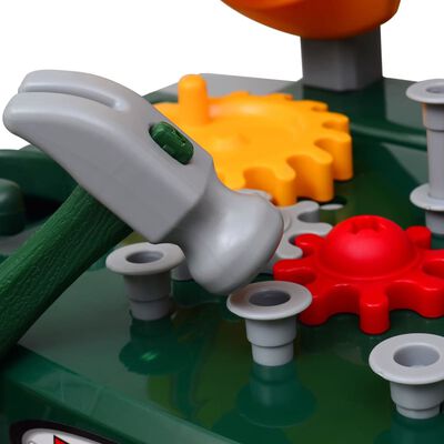 vidaXL legetøjsarbejdsbænk m. værktøj grøn og grå