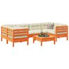 vidaXL sofas&aelig;t til haven 7 dele med hynder massivt fyr gyldenbrun