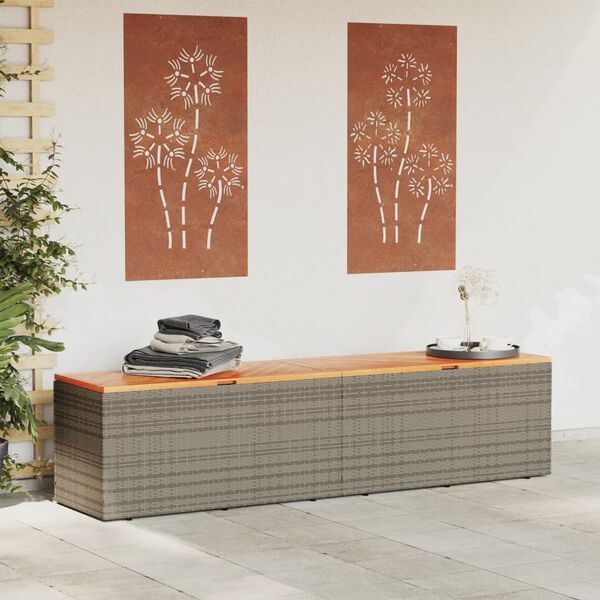 vidaXL opbevaringsboks til haven 220x50x54 cm polyrattan akacietræ grå