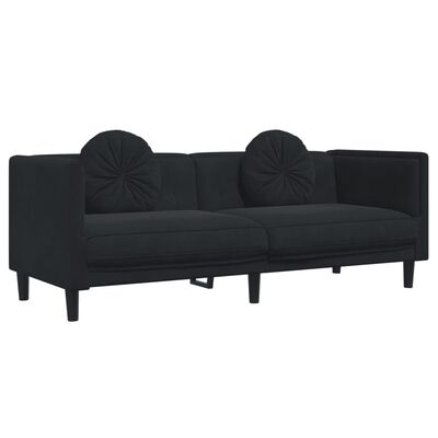 vidaXL 3-personers sofa med hynder velour sort
