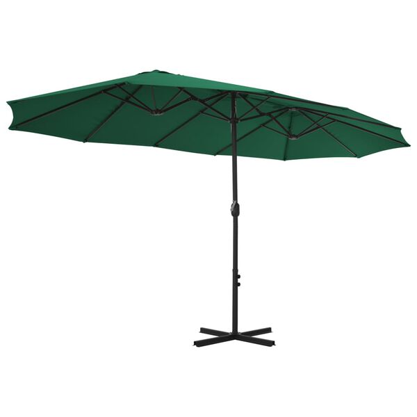 vidaXL parasol med aluminiumsstang 460x270 cm grøn