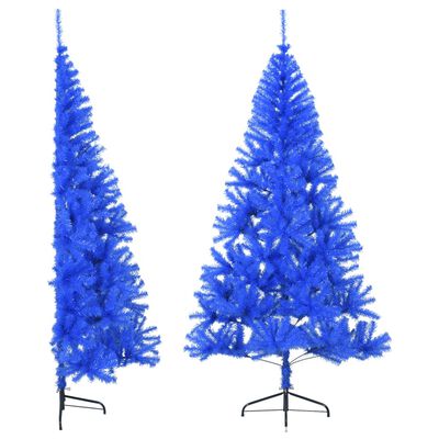 vidaXL kunstigt halvt juletræ med juletræsfod 180 cm PVC blå