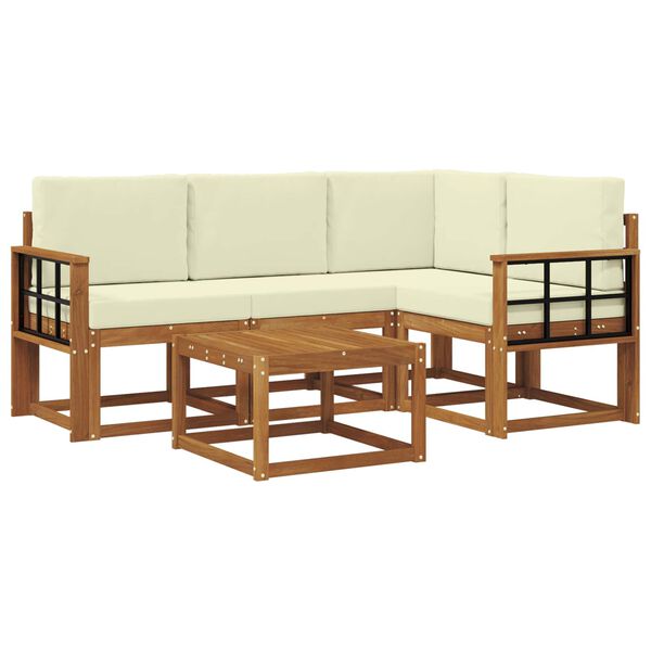 vidaXL Udend&oslash;rs sofagruppe med pude 5 pcs Naturlig og Fl&oslash;de