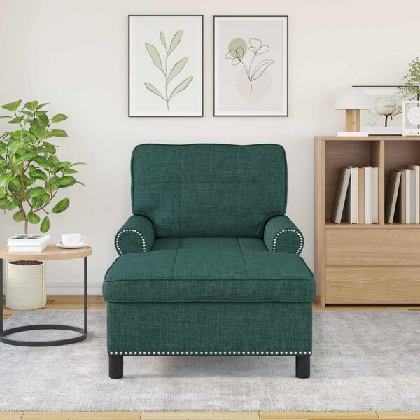 vidaXL Chaise Lounge med pude Mørkegrøn 91 x 157 x 91 cm Stof