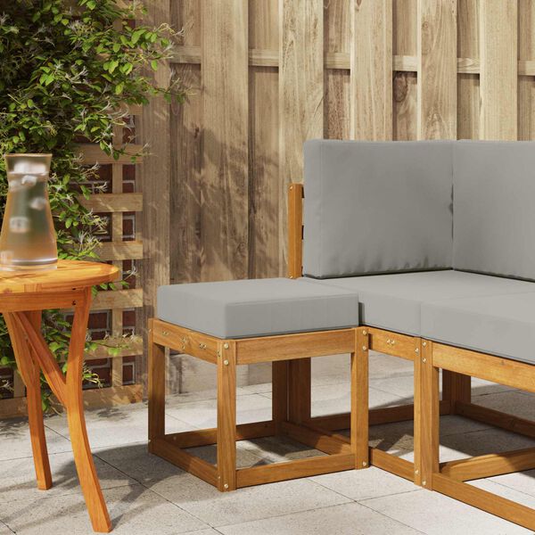 vidaXL Skammel B&aelig;nk med pude Naturlig og Lys Gr&aring; 43 x 43 x 37 cm